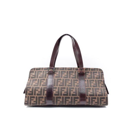 Pre-owned Fendi Boston Brown Canvas Handbag-HZ