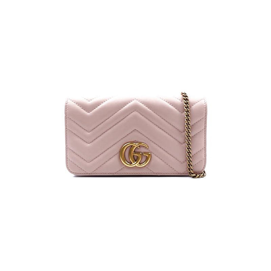 Pre-owned Gucci Pink Marmont Calfskin Shoulder Bag