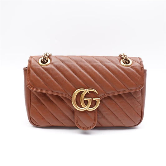 【deal】Gucci GG Marmont Brown GM Calfskin Shoulder Bag-HZ