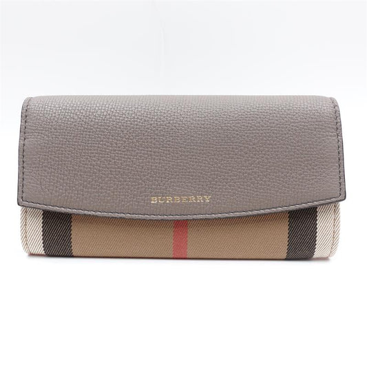 Pre-owned Burberry Grey & Plaid Canvas Wallet