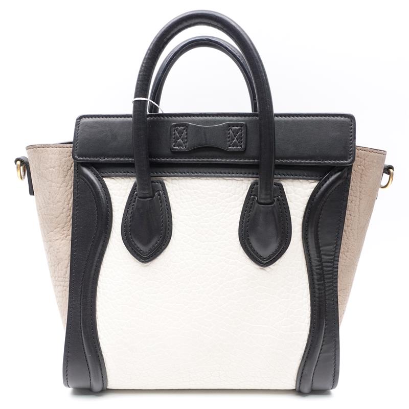 Celine Luggage Nano Black&White Calfskin Handbag