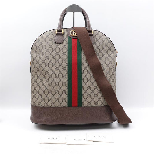 Pre-owned Gucci Ophidia Brown Coated Canvas Shoulder Bag