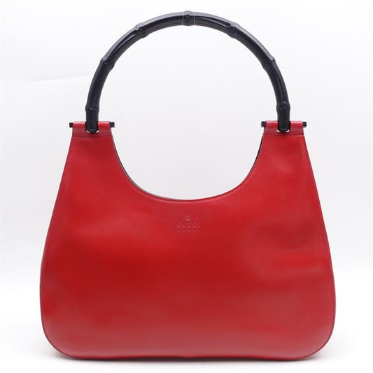 【Deal】Gucci Bamboo Red Leather Handbag -TS