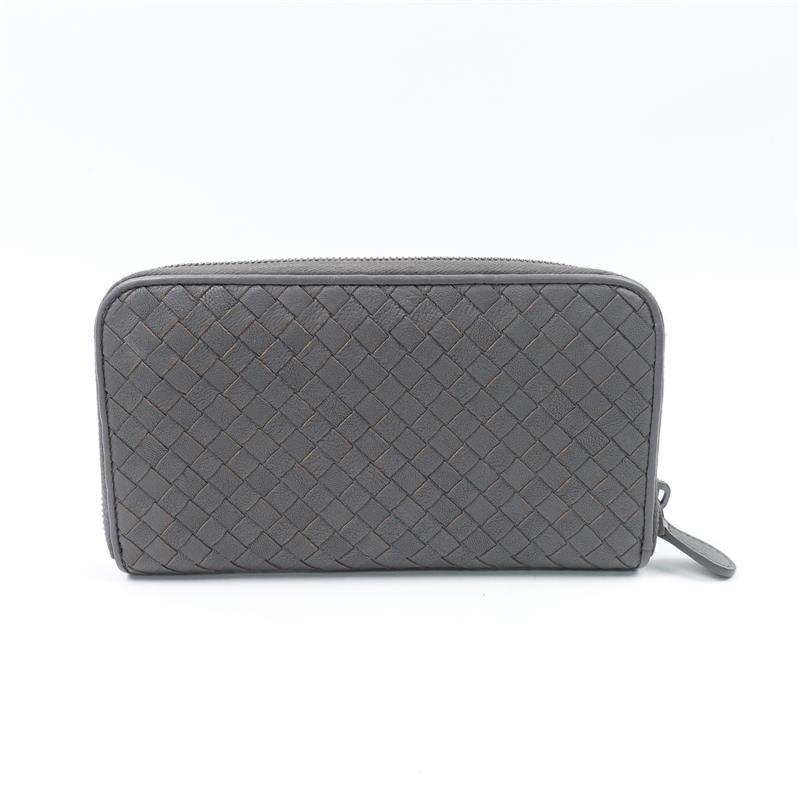 【DEAL】Pre-owned Bottega Veneta Gray Calfskin Leather Wallet-HZ