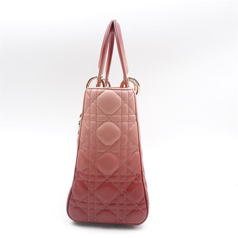 Pre-owned Dior Lady Medium Gradient Red Calfskin Shoulder Bag - HZ