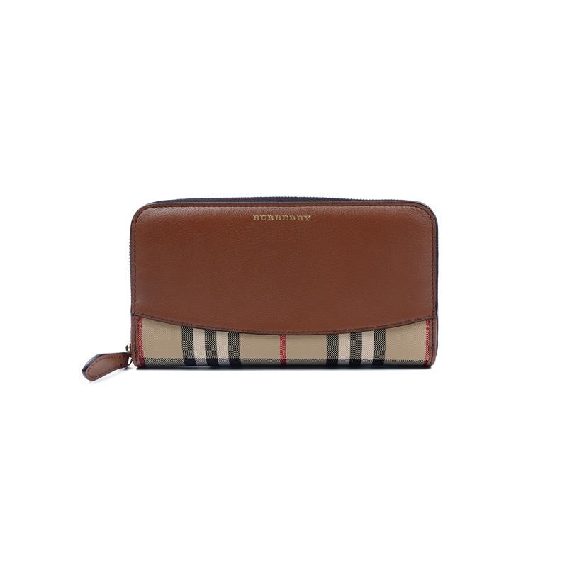 【DEAL】Burberry Brown Canvas Zippy Wallet