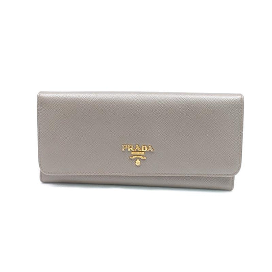 Pre-owned Prada Grey Calfskin Long Wallet