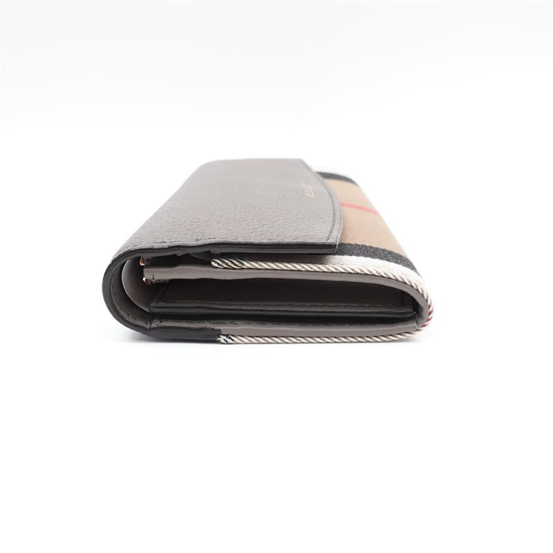 Pre-owned Burberry Grey & Plaid Canvas Wallet