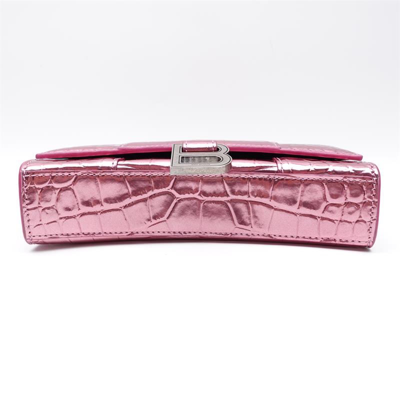 Pre-owned Balenciaga Hourglass Pink Vernis Shoulder Bag