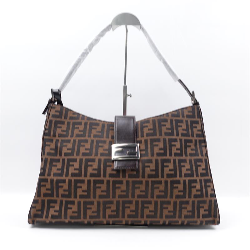 Pre-owned Fendi Zucca Brown Canvas Shoulder Bag