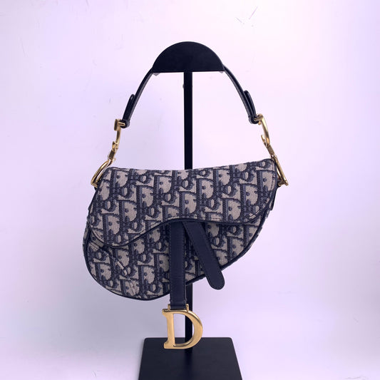 【DEAL】Pre-owned DIOR Canvas Shoulder Bags Mini Saddle Oblique Jacquard Top Handle Bag-HZTT