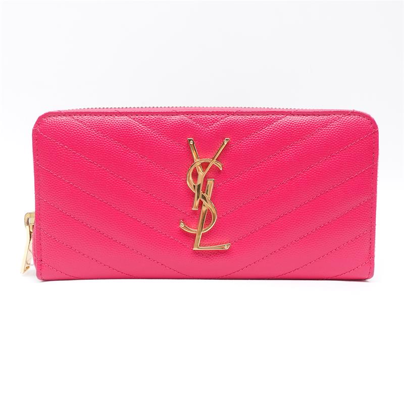 Pre-owned Saint Laurent Pink Calfskin Wallet