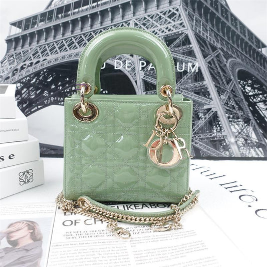 Pre-owned Dior Lady Green Vernis Shoulder Bag