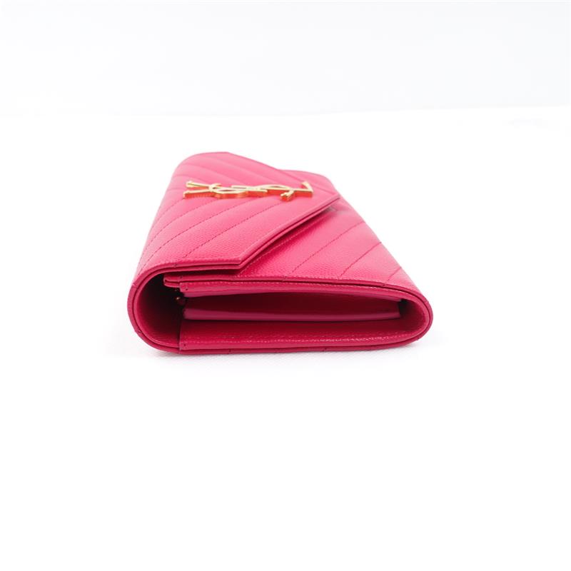 Pre-owned Saint Laurent Pink Calfskin Short Wallet