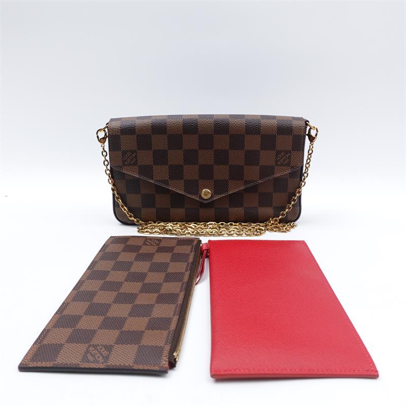 Pre-owned Louis Vuitton Pochette Felicie Damier Eben Coated Canvas Shouldet Bag