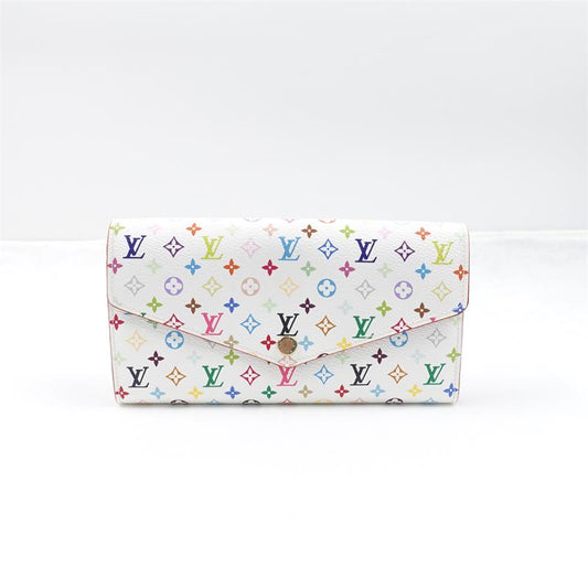 Pre-owned Louis Vuitton Multi White Coated Canvas Long Wallet