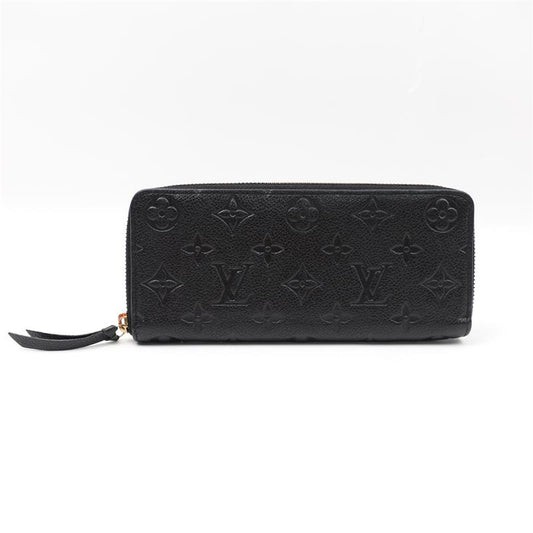 Pre-owned Louis Vuitton Clemence Black Monogram Calfskin Zippy Wallet