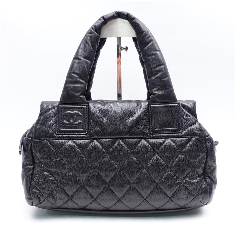 Pre-owned Chanel Black Calfskin Handle Bag-TS