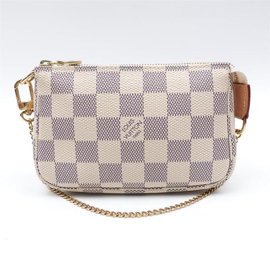 【DEAL】Pre-owned Louis Vuitton Pochette Accessories Mini Damier Azur Coated Canvas Handbag-TS