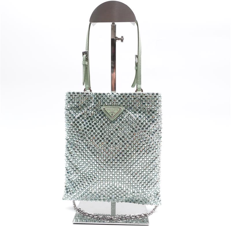 Prada Green Embellished Stain Handbag-TS