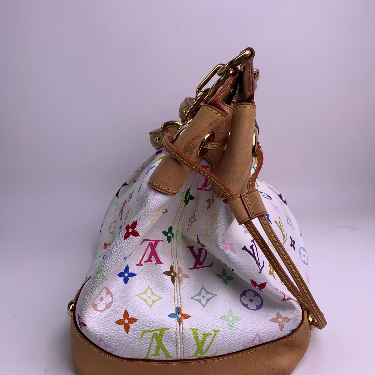Pre-owned Louis Vuitton Coated Canvas Shoulder Bags Ursula White Multicolor Shoulder Bag-HZTT