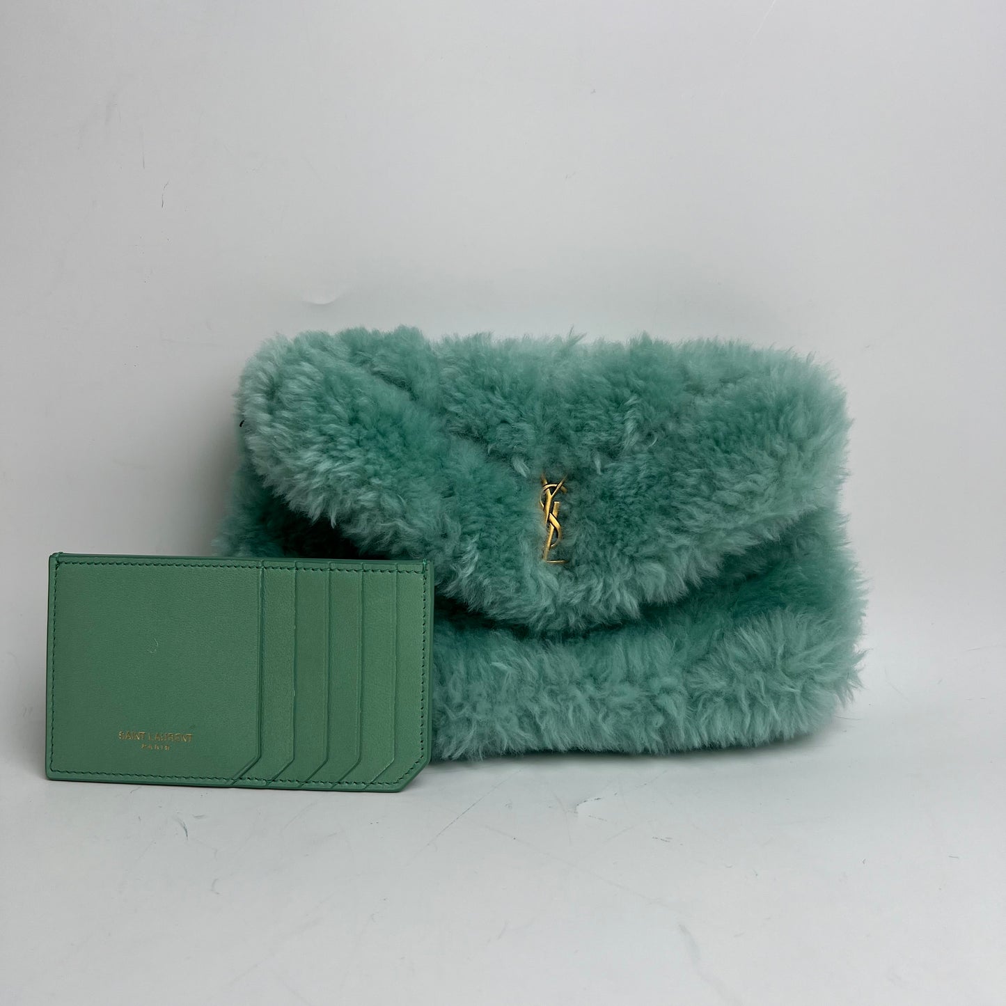 [Deal]Pre-owned Saint Laurent Puffer Clutches & Wristlets Green Clutch - TS