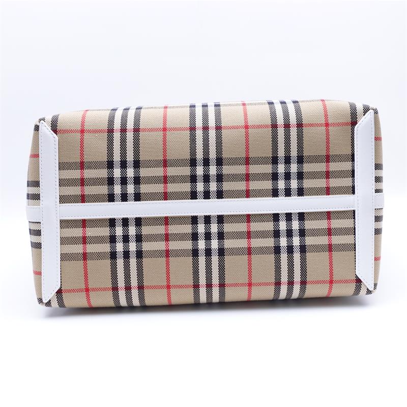 Pre-owned Burberry Classic Plaid Beige Canvas Tote W/P