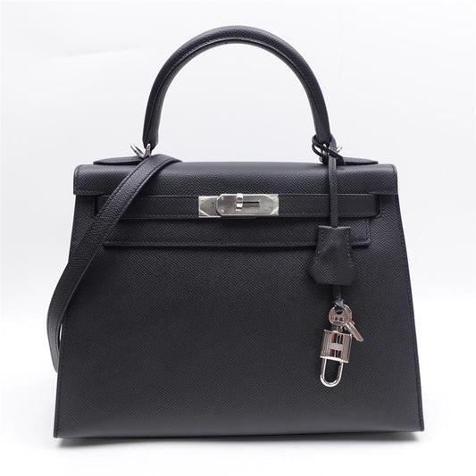 Pre-owned HERMES Black Kelly Calfskin Shoulder Bag