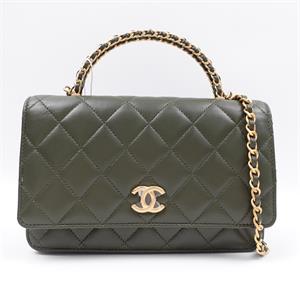 Chanel Dark Green Lambskin Satchel