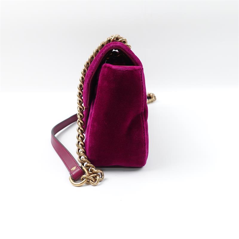 【DEAL】Pre-owned Gucci GG Marmont Purple Velvet Shoulder Bag