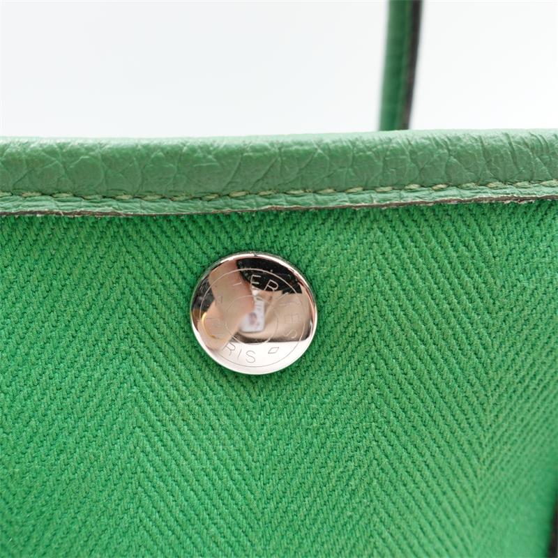 Pre-owned Hermes Garden Party 30 Green Canvas Tote