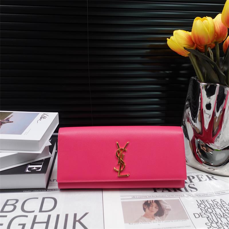 Pre-owned Saint Laurent Pink Calfskin Clutch