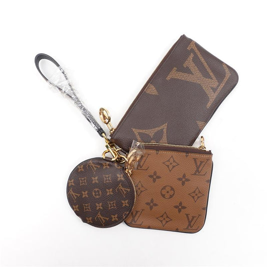 Pre-owned Louis Vuitton Trio Brown Coated Canvas Clutch -TS