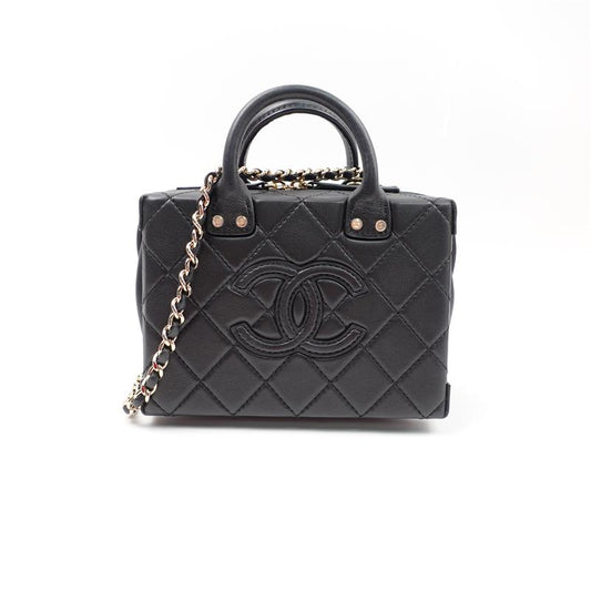 Pre-owned Chanel Black Calfskin Box Crossbody Bag-HZ