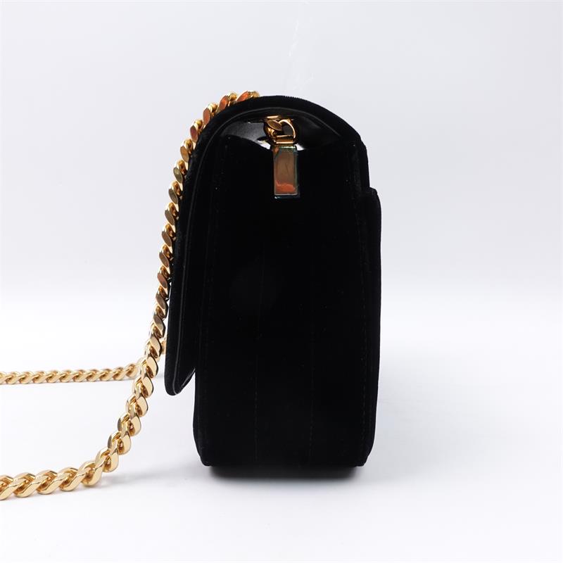 Saint Laurent Black Velvet Cross Body Bag