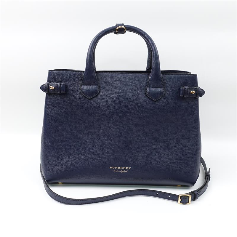 【DEAL】Pre-owned Burberry Banner Small Navy Calfskin Shoulder Bag - TS