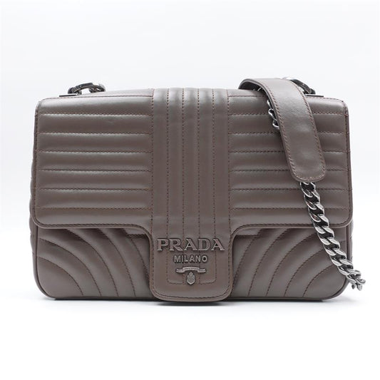 Pre-owned Prada Diagramme Grey Calfskin Shoulder Bag