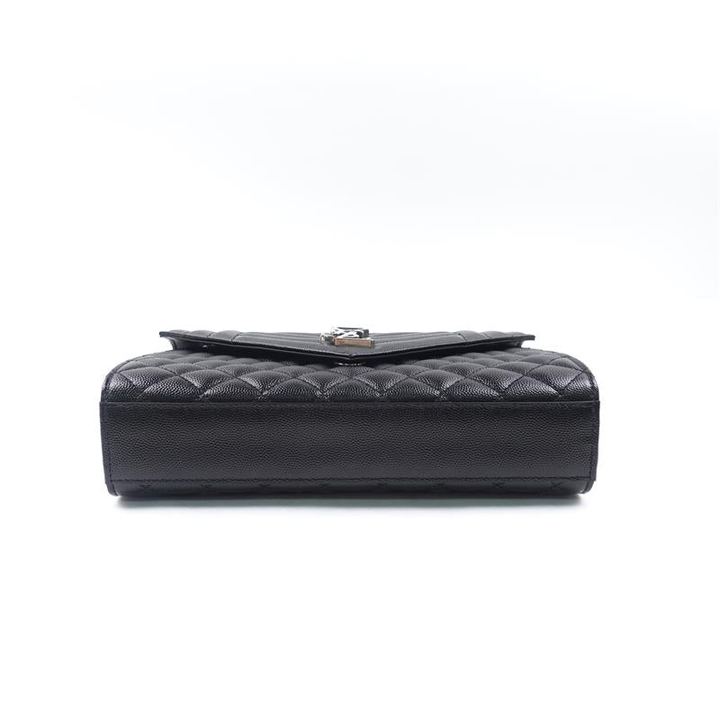 Pre-owned Saint Laurent Envelope Black Calfskin Shoulder Bag