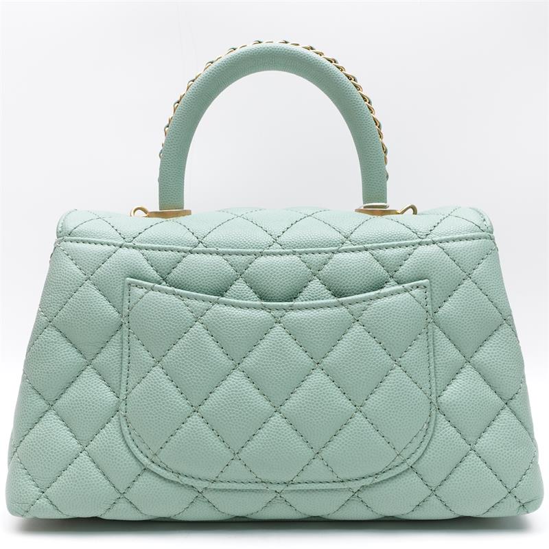 Pre-owned Chanel COCO Handle Small Mint Geen Caviar Shoulder Bag - HZ