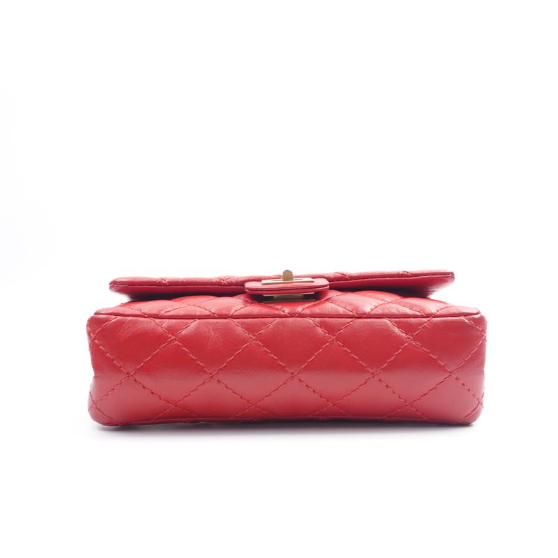 Pre-owned Chanel 2.55 Mini Red Calfskin Crossbody Bag-HZ