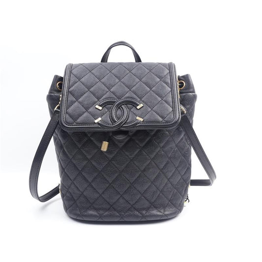 Pre-owned Chanel Black Calfskin Backpack-HZ