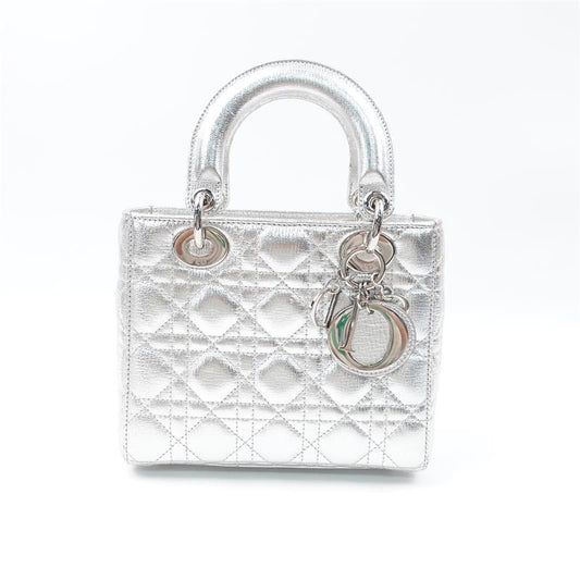 Pre-owned Lady Dior Silver Shoulder Bag-TS
