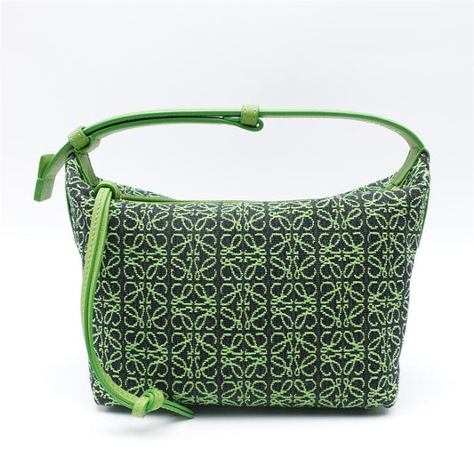【Deal】Pre-owned Loewe Cubi Anagram Green Canvas Handle Bag-HZ