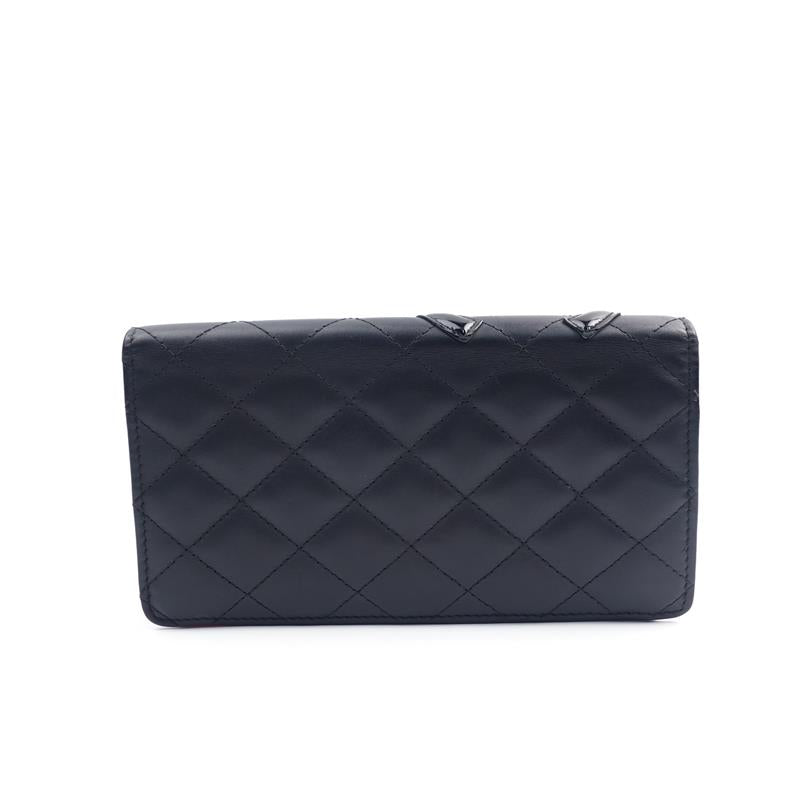 【Deal】Pre-owned Chanel Black Calfskin Long Wallet-HZ