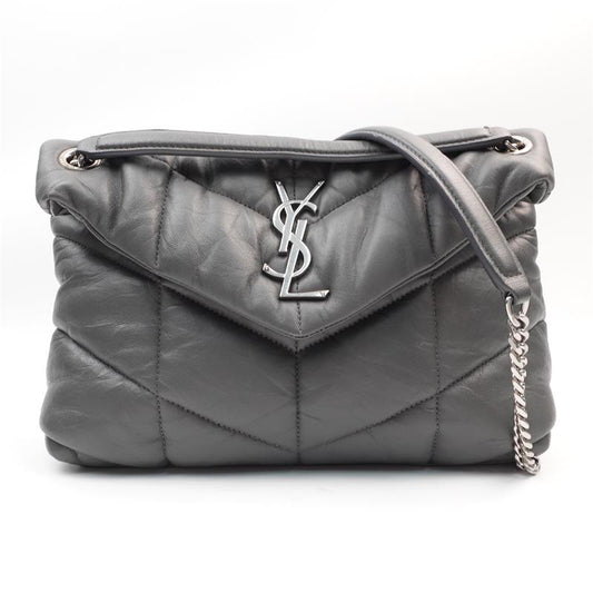 Pre-owned Saint Laurent Puffer Small Grey Lambskin Shoulder Bag