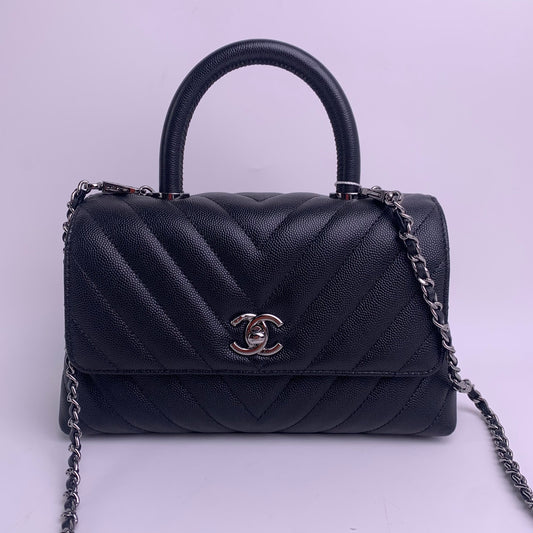 Pre-owned CHANEL Calfskin Shoulder Bags Black Coco Handle Shoulder Bag-HZTT