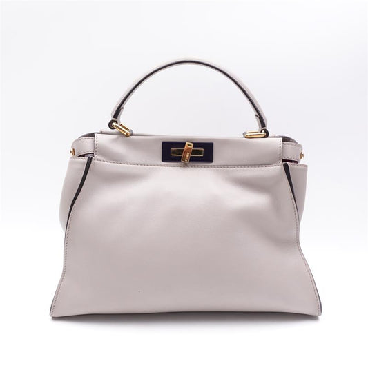 Pre-owned Fendi Peekaboo Iseeu Grey Calfskin Shoulder Bag - HZ