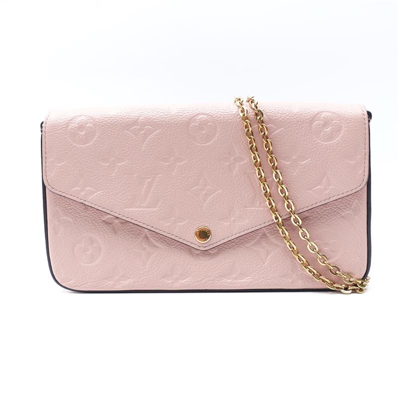 Pre-owned Louis Vuitton Felicie Pink Calfskin Crossbody Bag