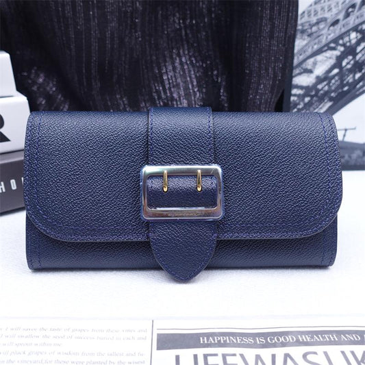 Pre-owed Burberry The Buckle Blue Calfskin Long Wallet