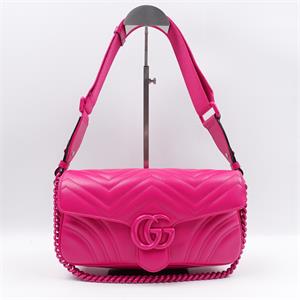 Gucci GG Marmont Fushia Pink Calfskin Shoulder Bag
